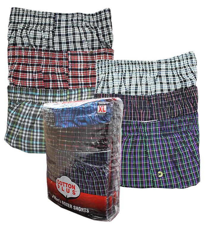 180 Units of Men's 3 Pack Cotton Boxer Shorts, Size 3XL Mens
