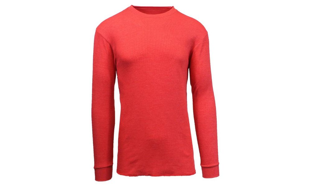 36 Units of Men's Waffle Knit Thermal Shirt In Red,size L Mens