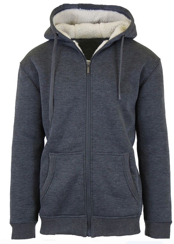 12 Units of Mens Charcoal Fleece Line Sherpa Hoodies Size Large Mens