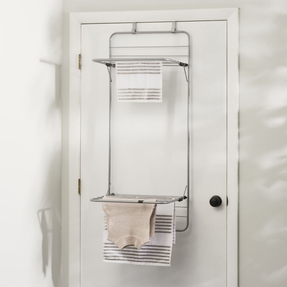 6 Units of Sunbeam Steel Over the Door Towel Dryer Rack, Grey Laundry
