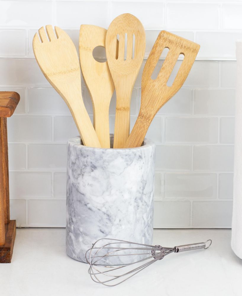 6 Units of Home Basics Heavy Duty Large Capacity Compact Marble Utensil