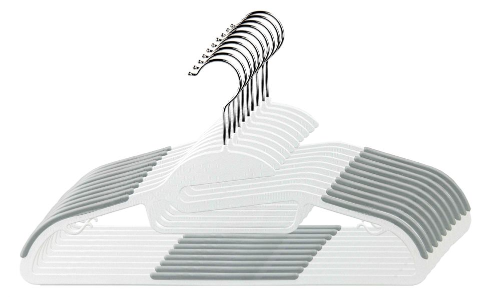 12 Units of Home Basics Plastic NoNSlip Hanger, Pack Of 10), White Hangers at