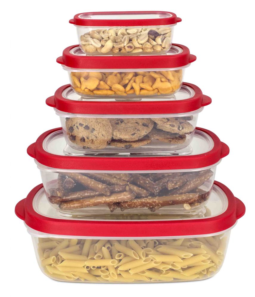 12 Units of Home Basics 5 Piece SpilLProof Rectangle Plastic Food