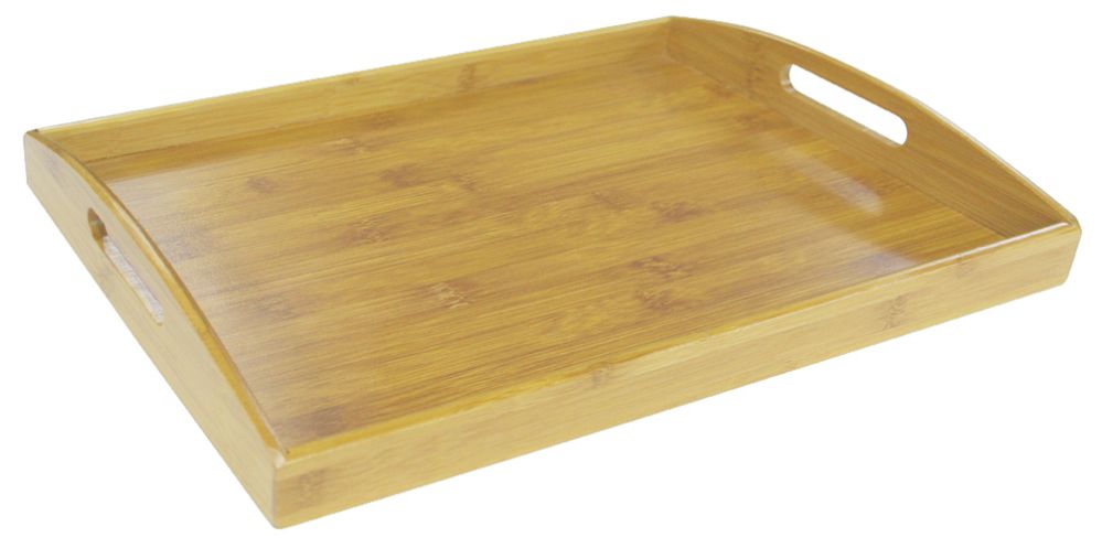 12 Units of Home Basics Bamboo Serving Tray With Open Handles, Natural
