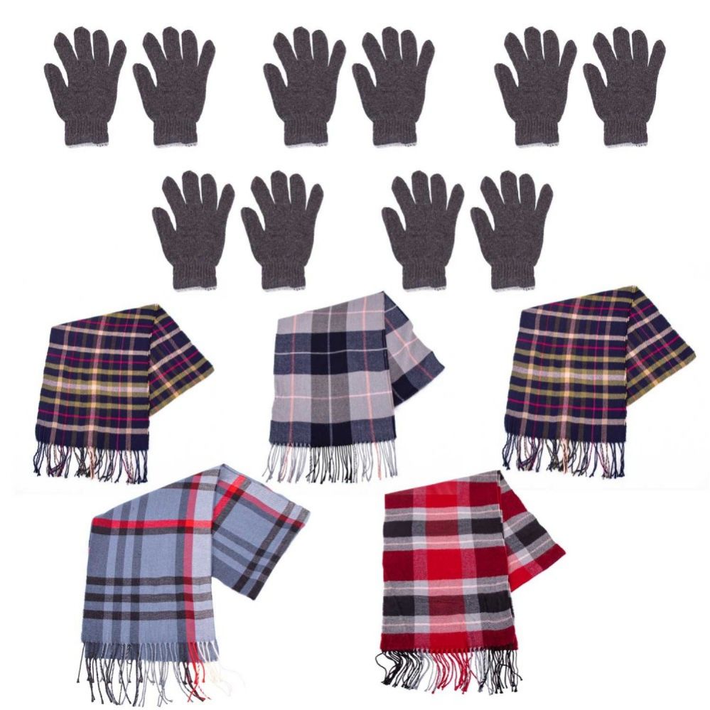 96 Units of Winter Gloves and Bulk Scarves Combo Pack Winter Gear