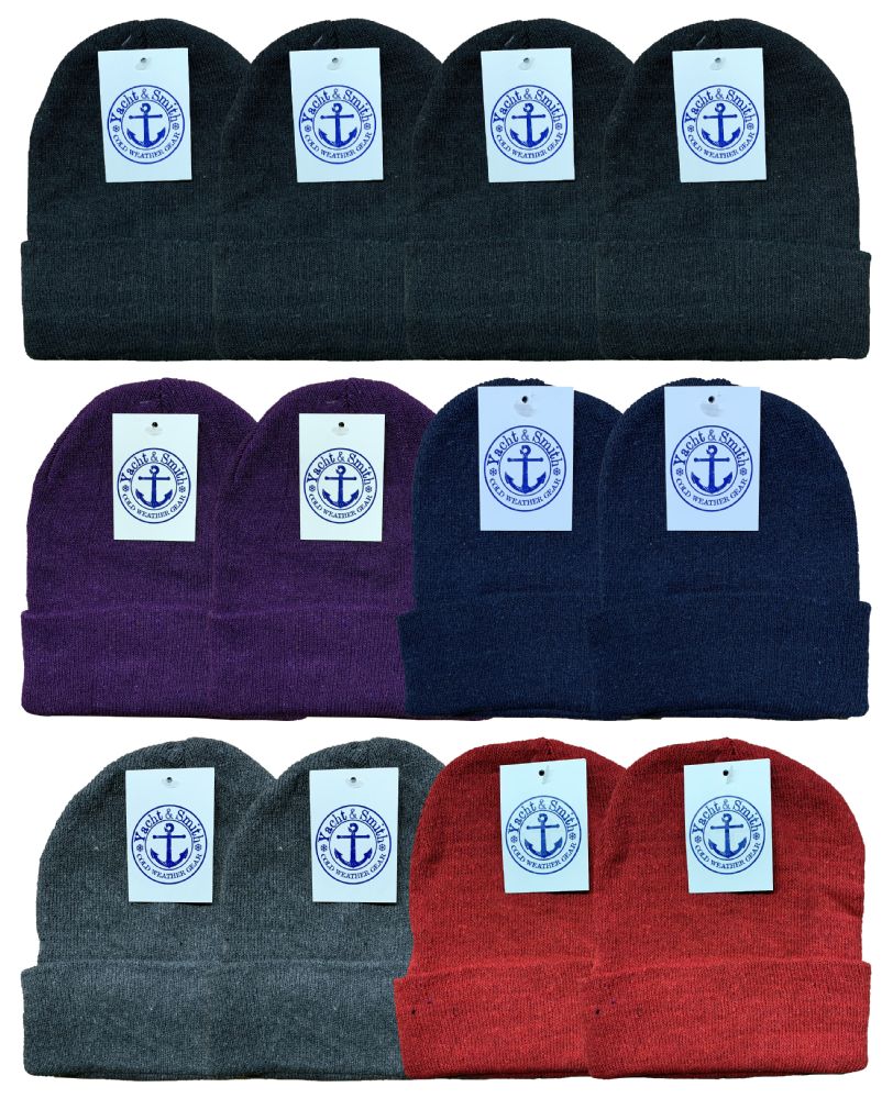 240 Units of Yacht & Smith Unisex Winter Knit Hat Assorted Colors Bulk