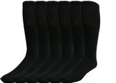 6 Units of Yacht & Smith Men's Cotton Tube Socks, Referee Style, Size 10-13 Solid Black - Mens Tube Sock