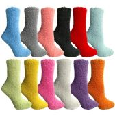 12 Units of Yacht & Smith Women's Solid Colored Fuzzy Socks Assorted Colors, Size 9-11 - Womens Fuzzy Socks