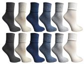 12 Units of SOCKSNBULK Womens Womens Cuff Bobby Socks Size 9-11 Assorted Colors - Womens Crew Sock